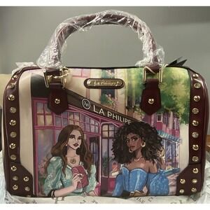 La Philipe Miami Artist Girls Shopping Tote Bag Rhinestone Travel Purse 8x13x11"